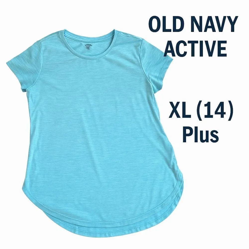 🌴 Old Navy Active Breathe ON Tee XL (14) Plus | Pool Party Blue